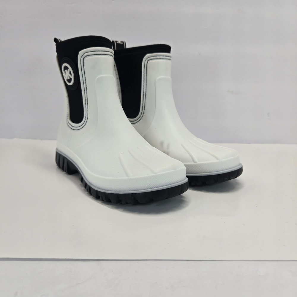 Michael Kors Kids White Black MK Logo Rain Boots Size 6 Toddler